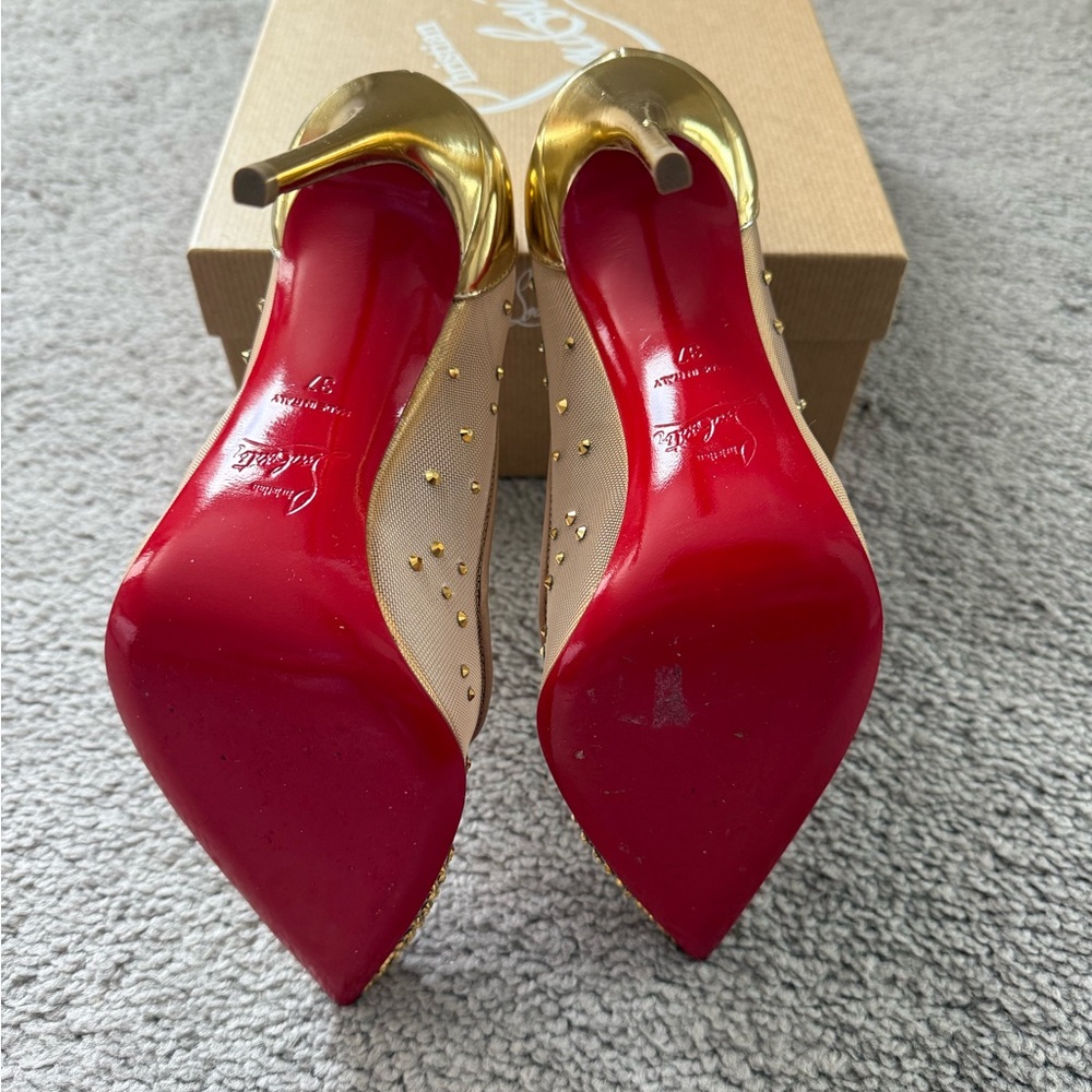 Christian Louboutin Gold Follies Strass heels - Picture 2 of 4